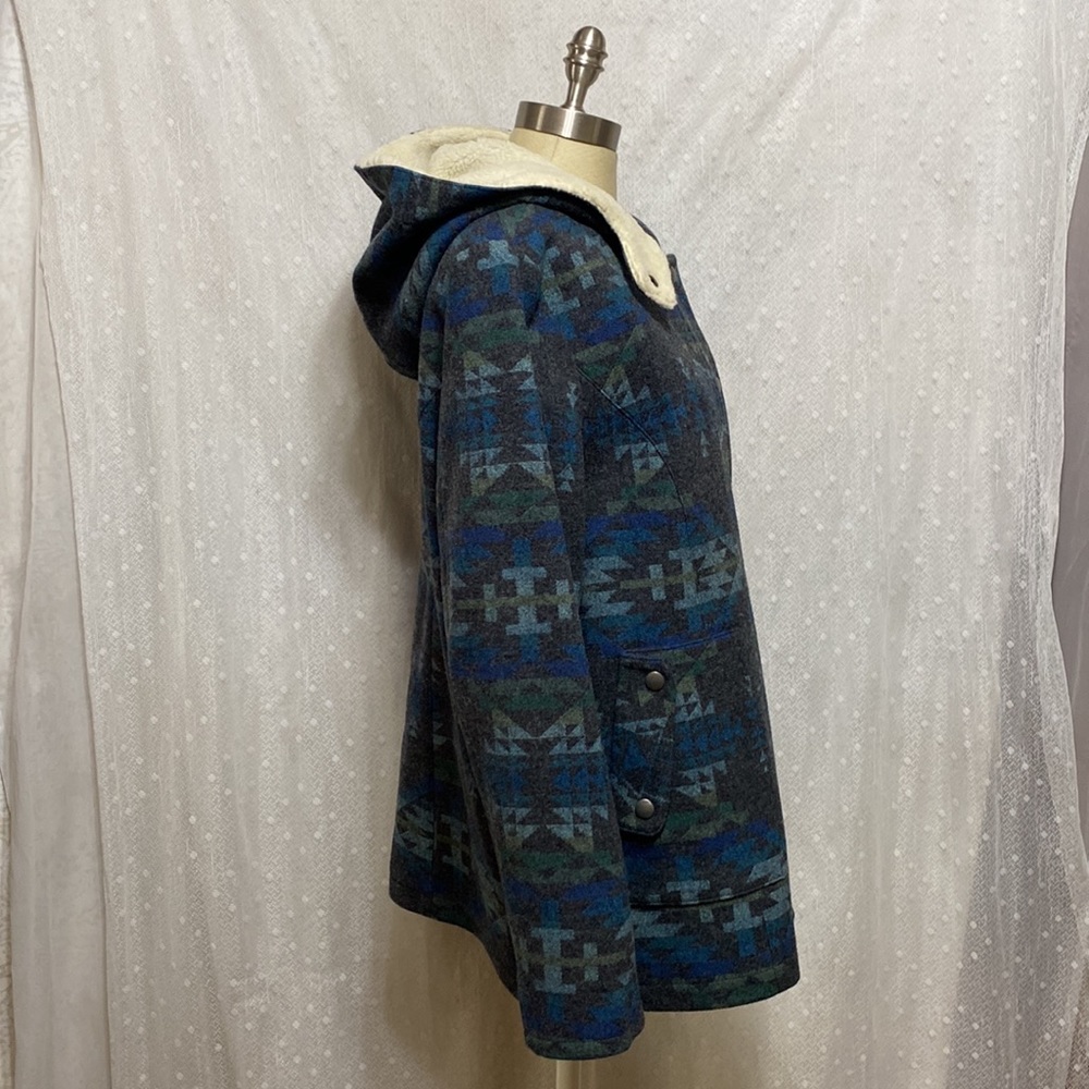 Pendleton Virgin Wool Snap Front Jacket In Blue/G… - image 4